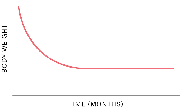 The characteristic shape of human weight loss